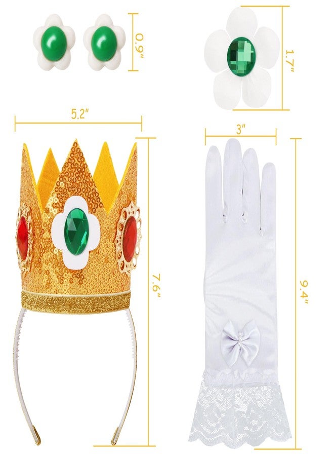 ICECUTE 4 PCS Princess Crown Accessories Kit,Include Crown/Brooch/Earring/Gloves,Princess Costume Accessories for Kids Girls Gold - Image 5